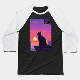 Cat in the sunset Baseball T-Shirt